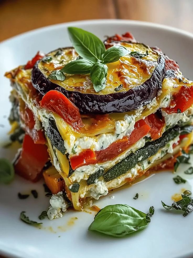 Layered Mediterranean Vegetable Lasagna with Creamy Ricotta