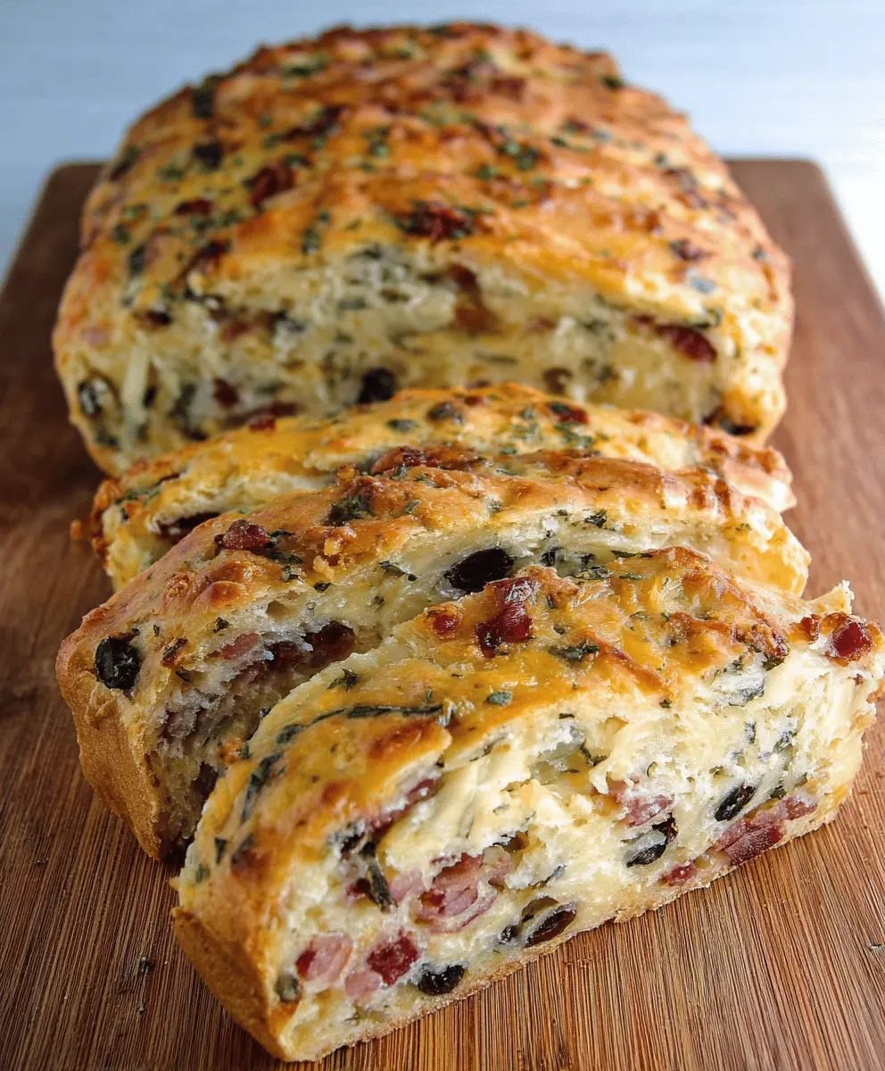 Olive, Bacon & Cheese Bread (Savory Yeast Loaf)