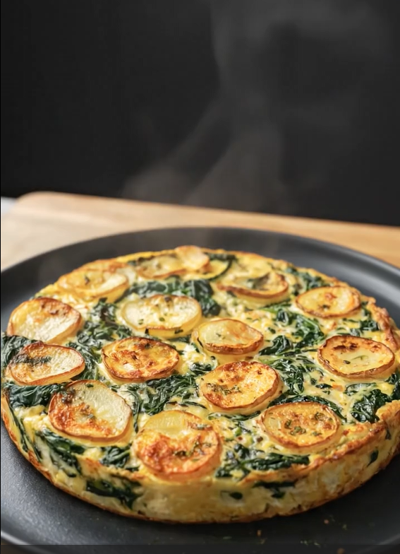 Cheesy Potato Spinach Quiche (Crustless)