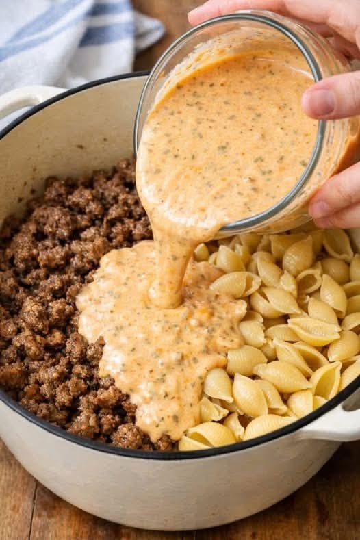 Pour-Over Creamy One-Pot Beef & Shells