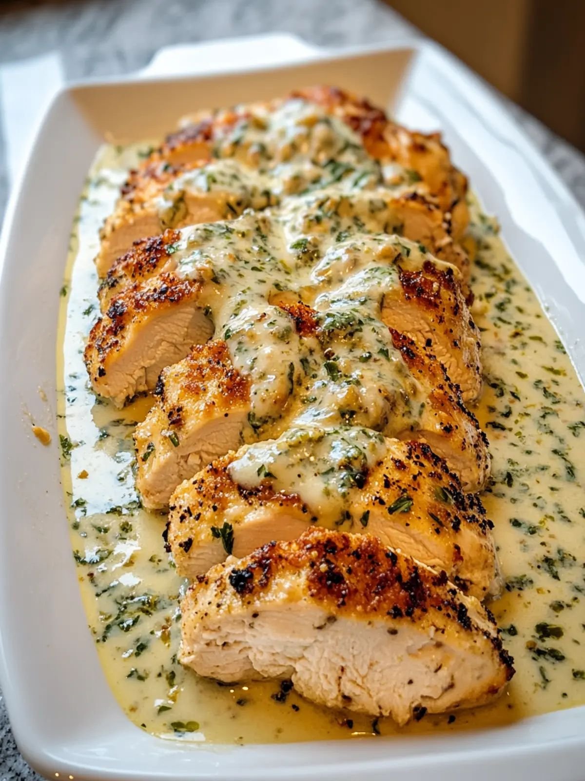 Oven-Baked Caesar Chicken with Creamy Dijon Parmesan Sauce