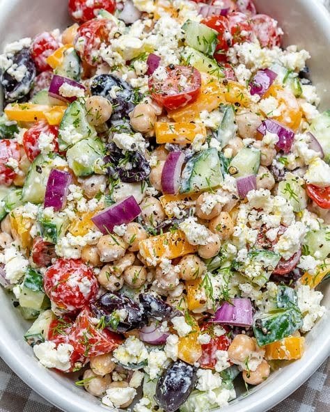 Greek Chickpea Salad with Creamy Tzatziki Dressing