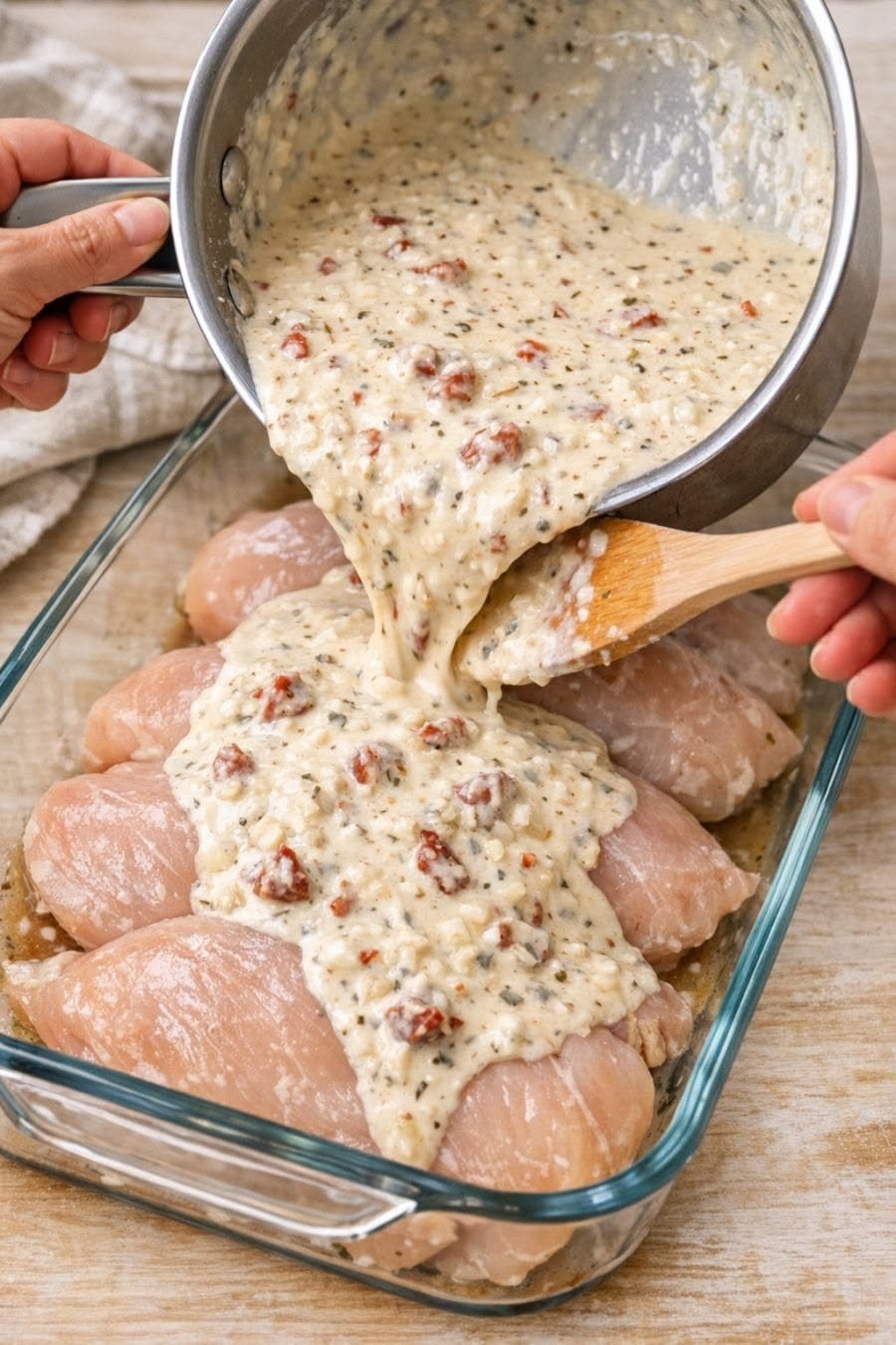 Creamy Garlic Parmesan Chicken (One-Sauce Casserole)