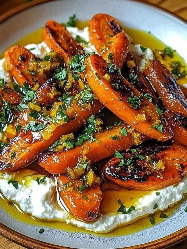 Roasted Carrots with Whipped Ricotta & Hot Honey