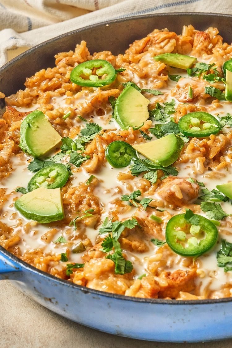 One Pan Happy Plate (Queso Chicken & Rice)