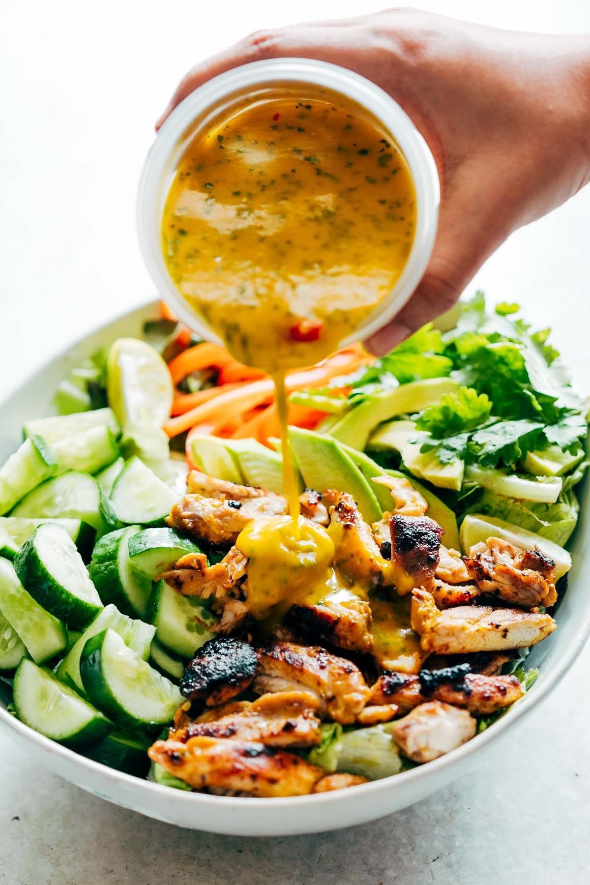 Grilled Chicken Mango Salad with Mango Cilantro Dressing