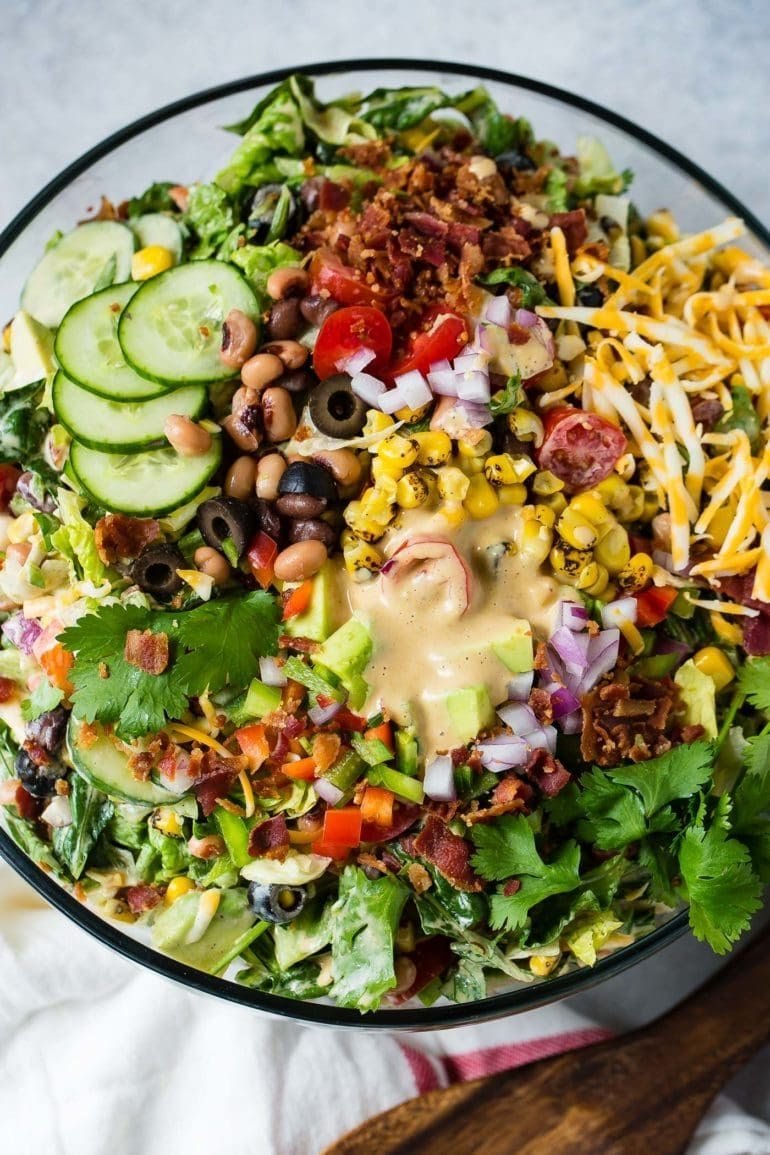 Cowboy Salad with BBQ Ranch Dressing
