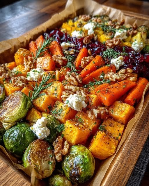 Caramelized Butternut Squash, Carrots, Brussels Sprouts & Sweet Potato