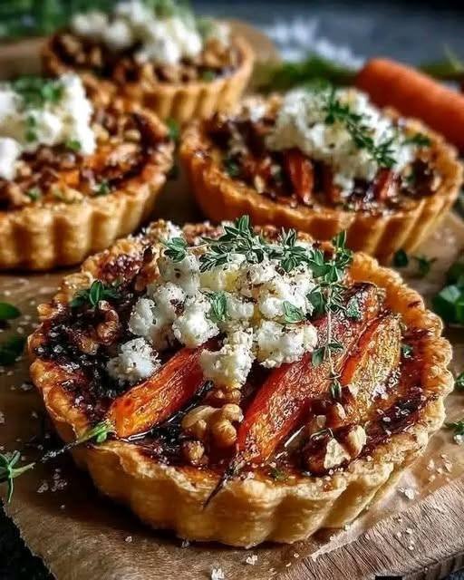 Roasted Carrot, Walnut & Goat Cheese Tartlets