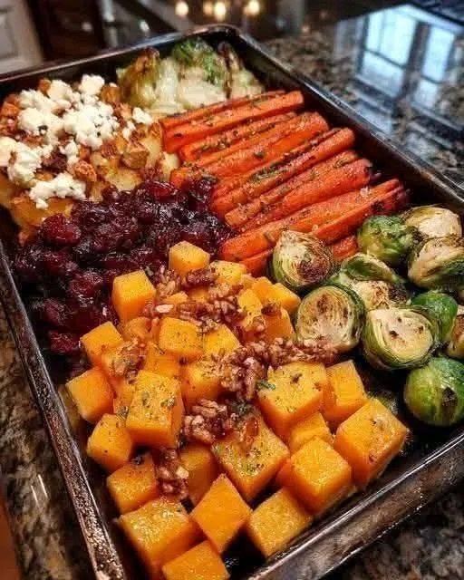 Caramelized Butternut Squash, Carrots, Brussels Sprouts & Sweet Potato