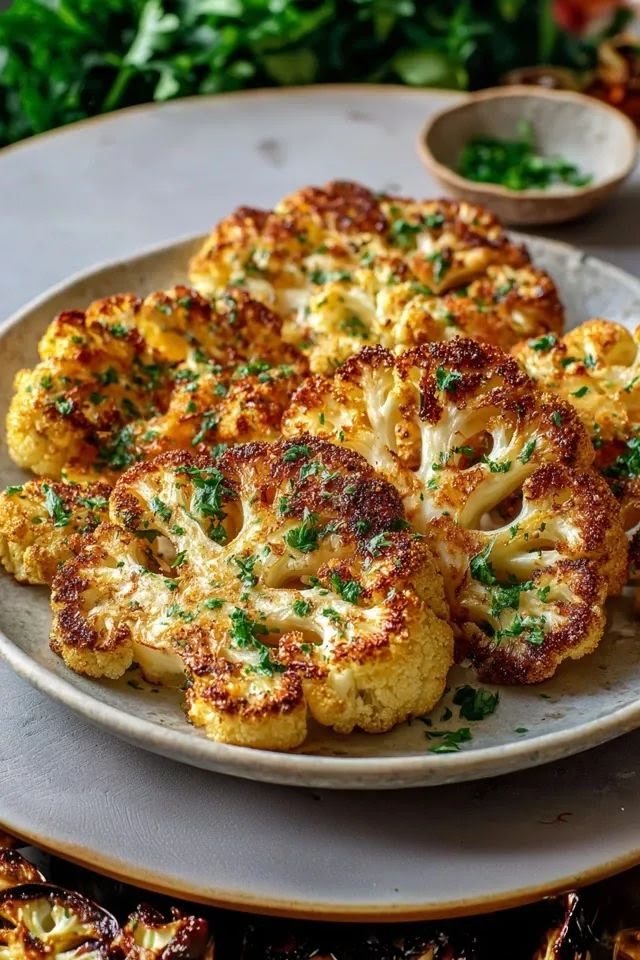 Savory Baked Cauliflower Steaks with Garlic & Herbs