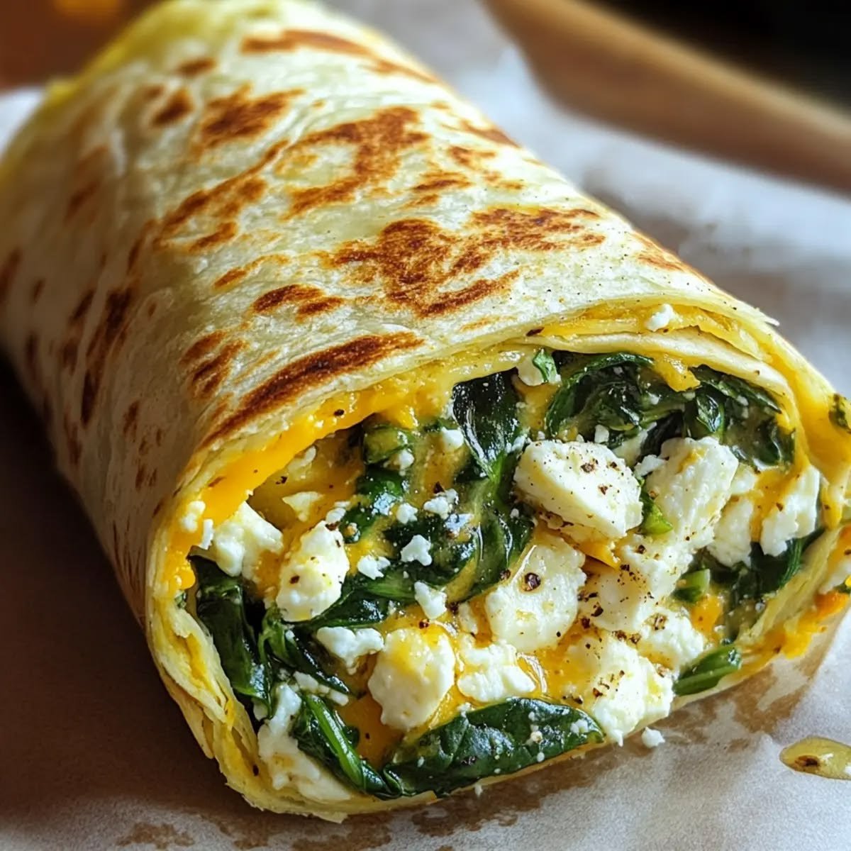 Easy Savory Spinach & Feta Breakfast Wrap (full Recipe)