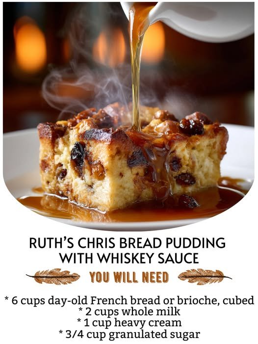 Ruth’s Chris–Style Bread Pudding with Whiskey Sauce