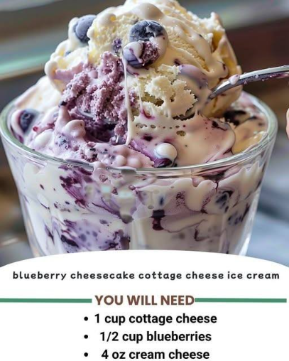 Blueberry Cheesecake Cottage Cheese Ice Cream (High-Protein, No Churn)