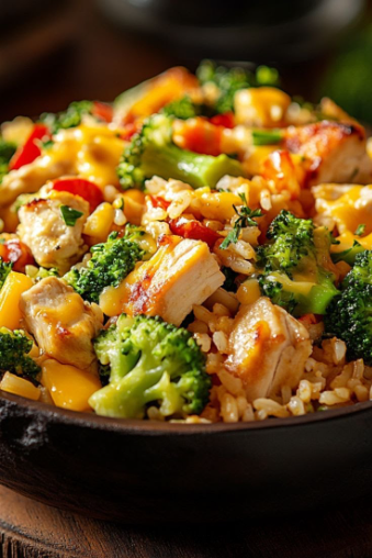Cheesy Chicken Broccoli Rice Skillet (One-Pan Meal)