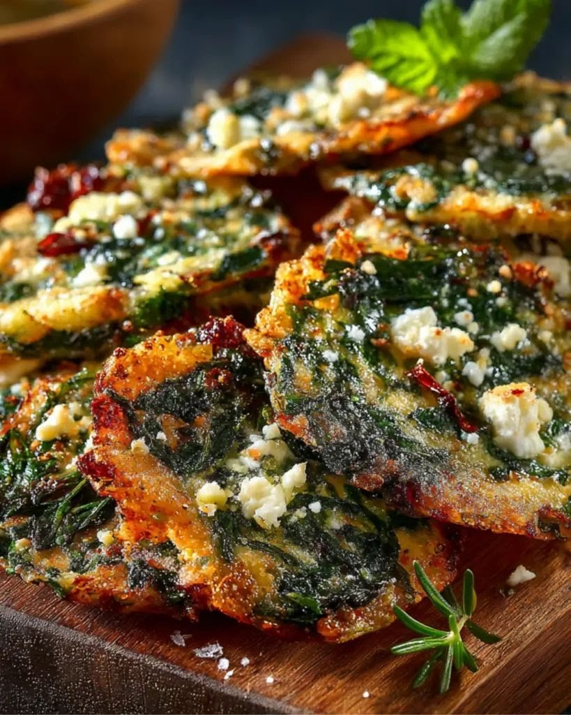 Mediterranean Spinach & Feta Cheese Crisps