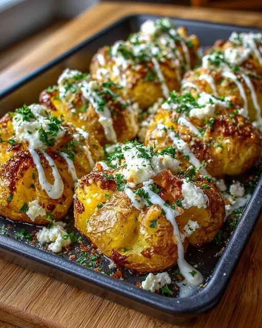 Crispy Cheddar Smashed Potatoes