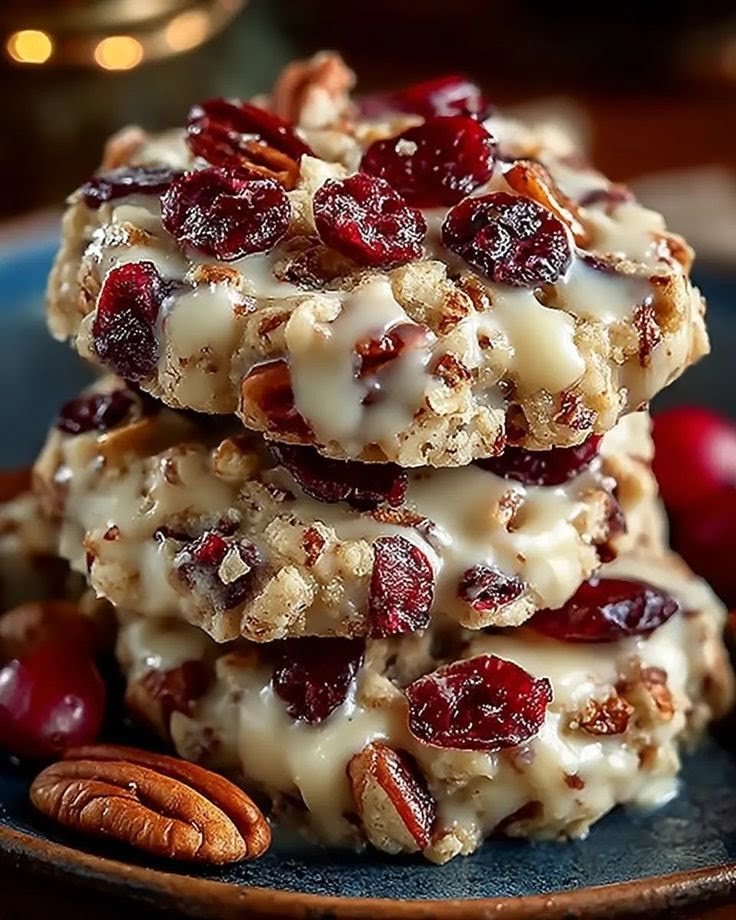 No-Bake Cranberry Pecan Praline Cookies