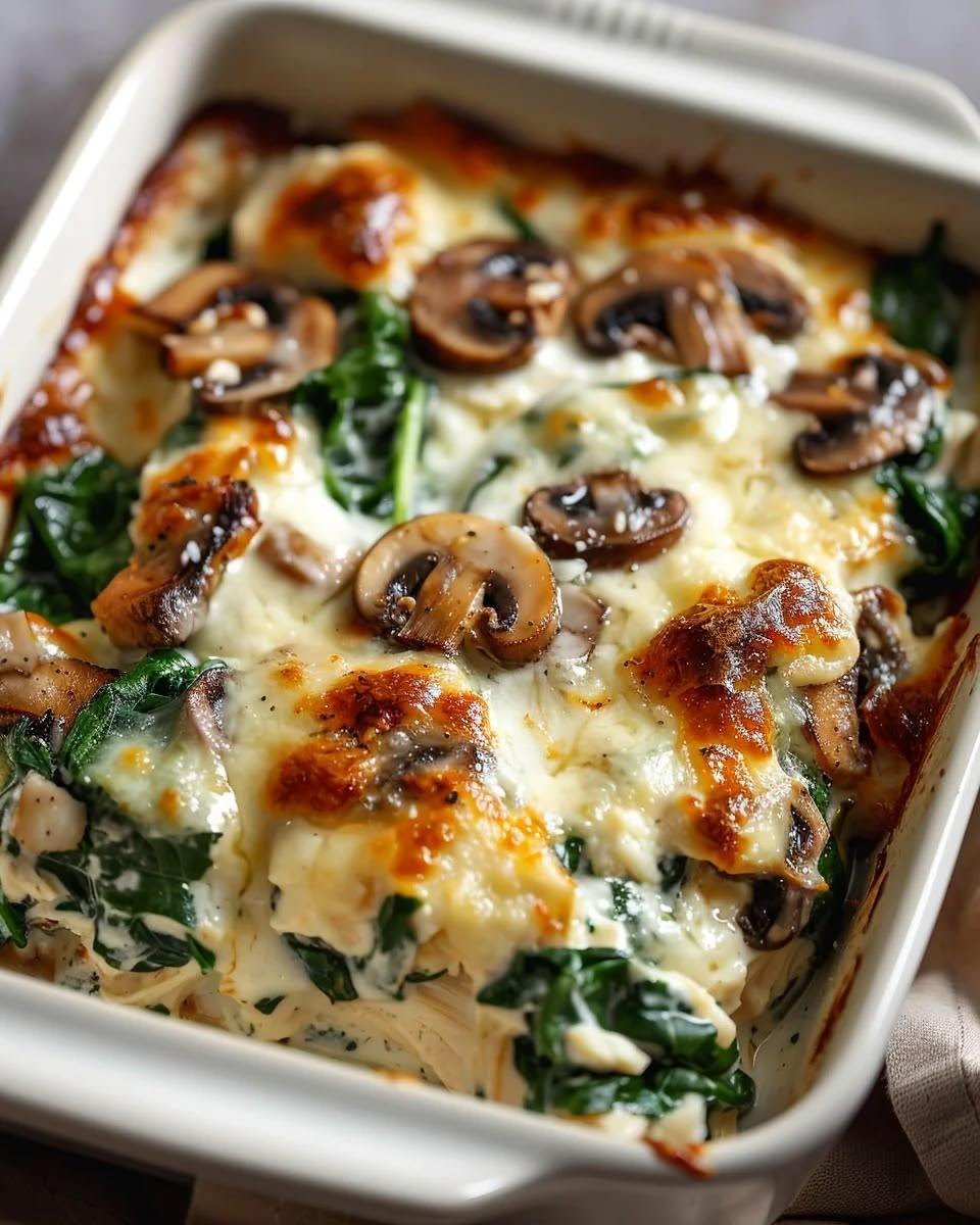 Chicken Spinach & Mushroom (Low-Carb Oven Bake)