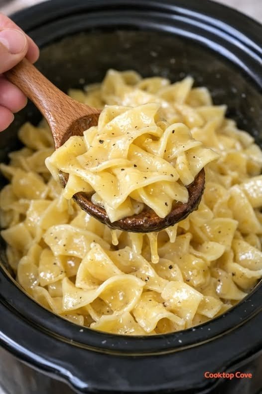 Amish Crockpot Buttered Noodles (3 Ingredients)