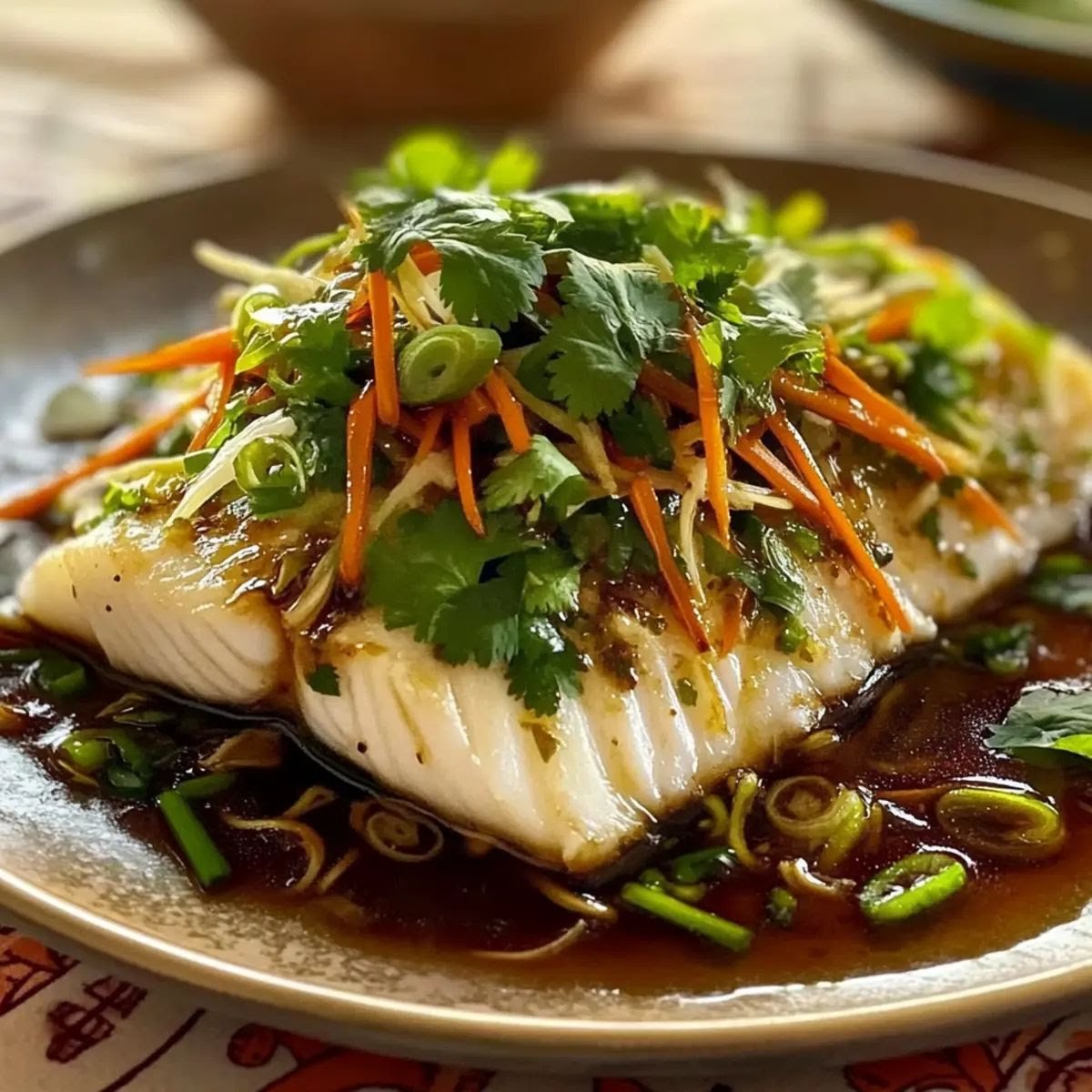 Steamed White Fish with Ginger–Soy Drizzle