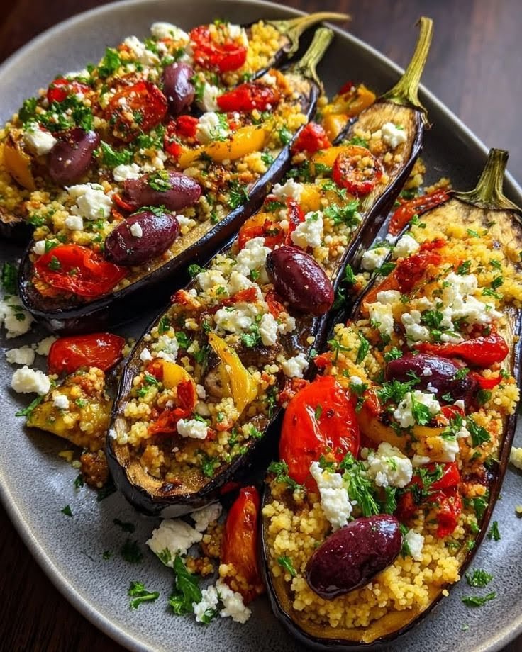 Mediterranean Stuffed Eggplant with Couscous