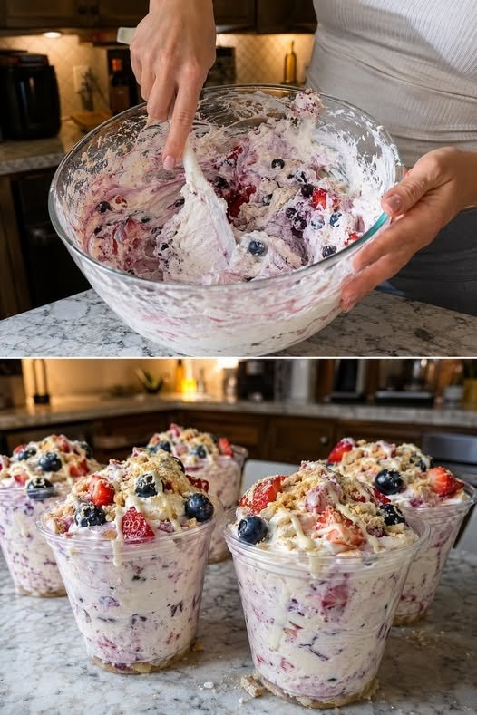 High-Protein Berry Cheesecake Protein Fluff Cups