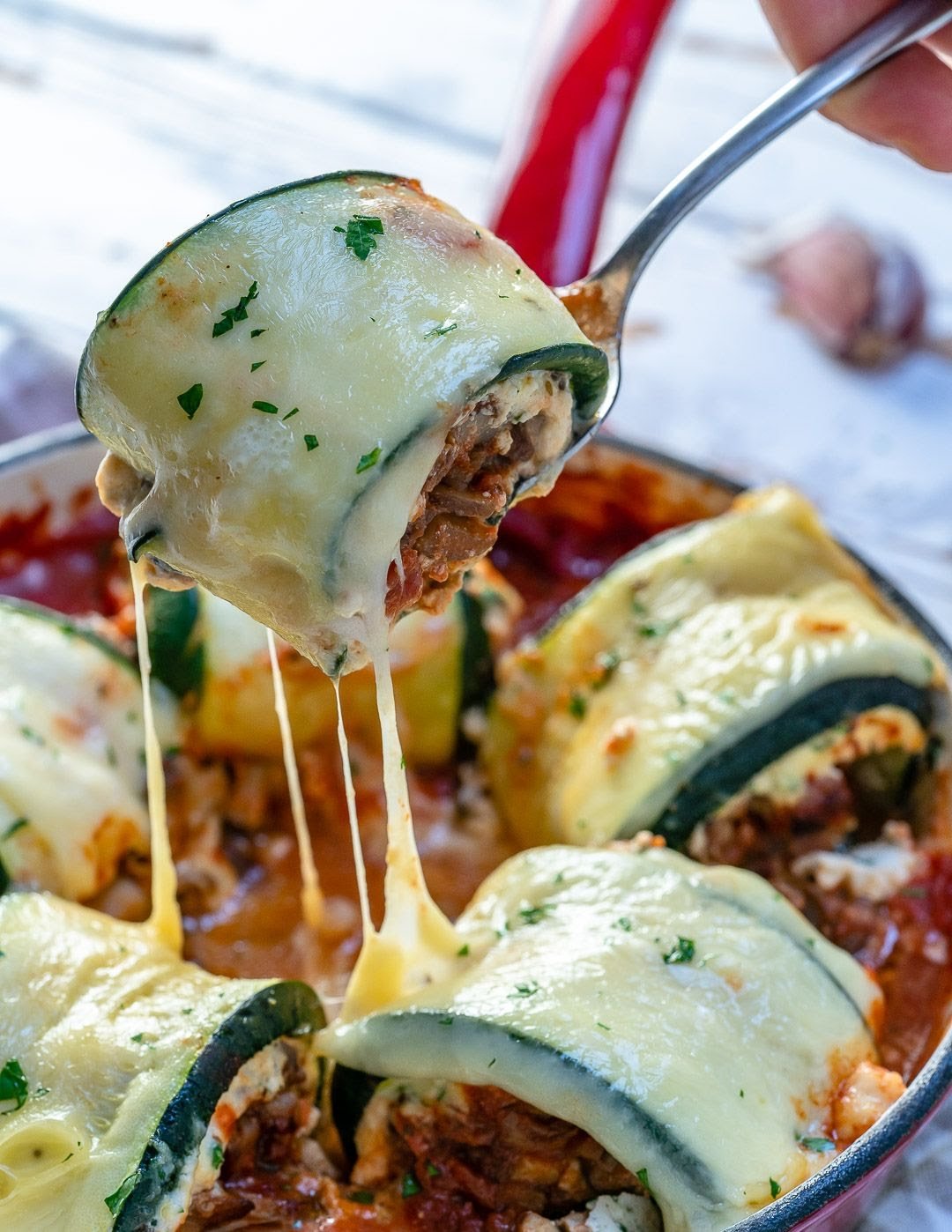 Mushroom Zucchini Lasagna Rolls
