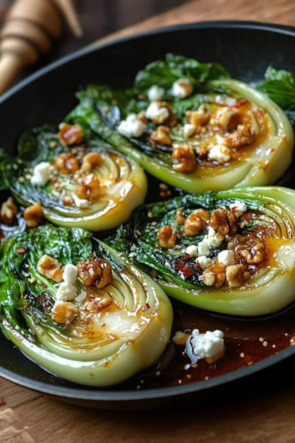 Caramelized Garlic Bok Choy with Feta
