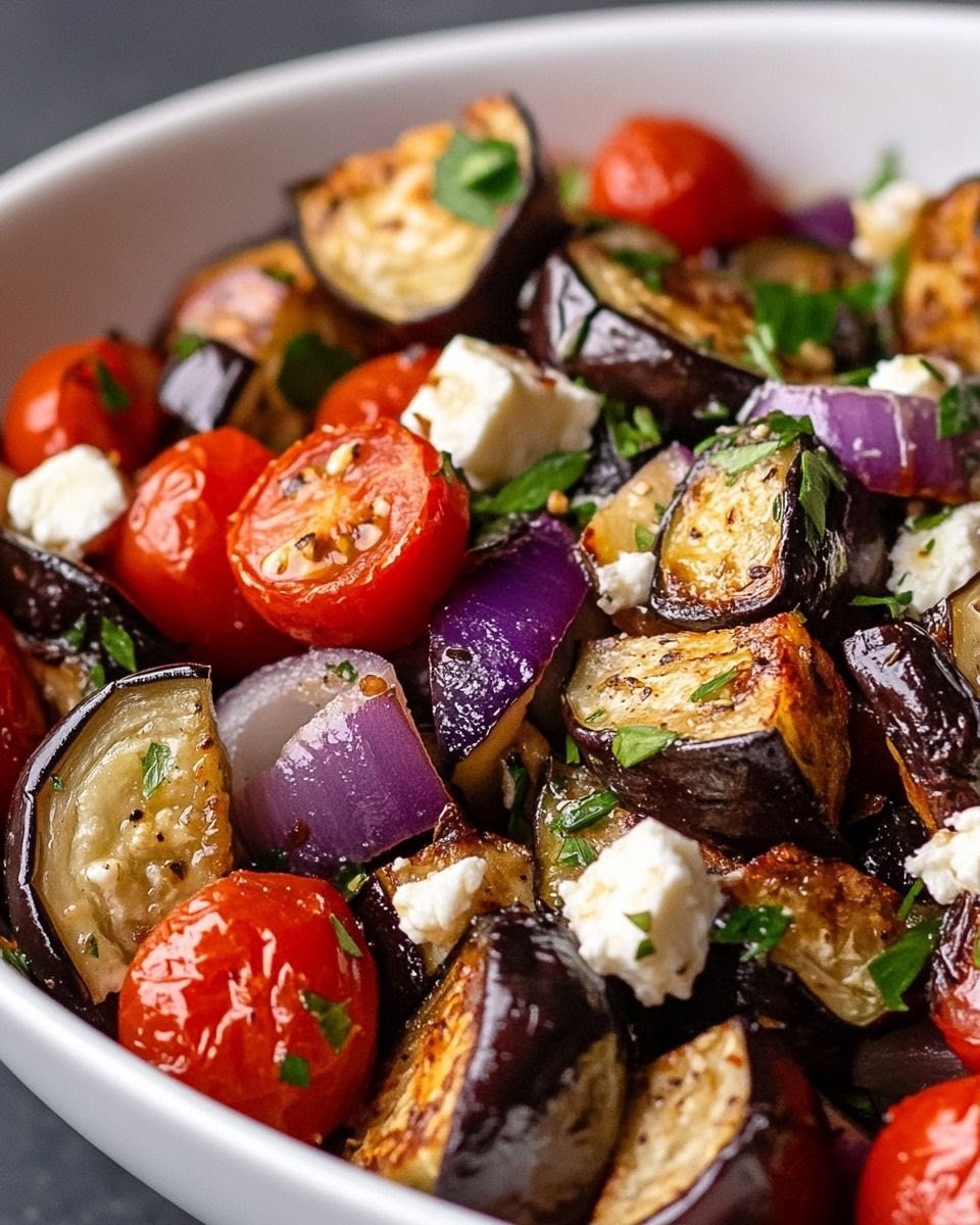 Roasted Eggplant Salad with Feta – A Flavorful, Fresh Delight!