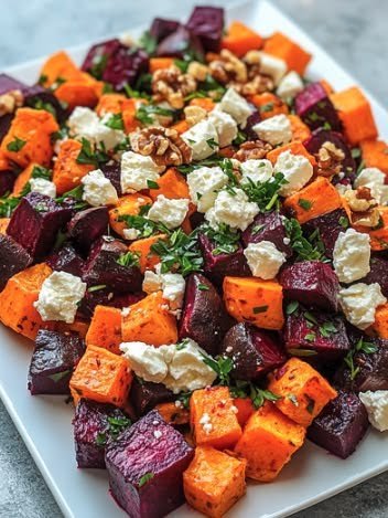 Vibrant Aussie Roasted Root & Spinach Salad with Macadamia Crunch